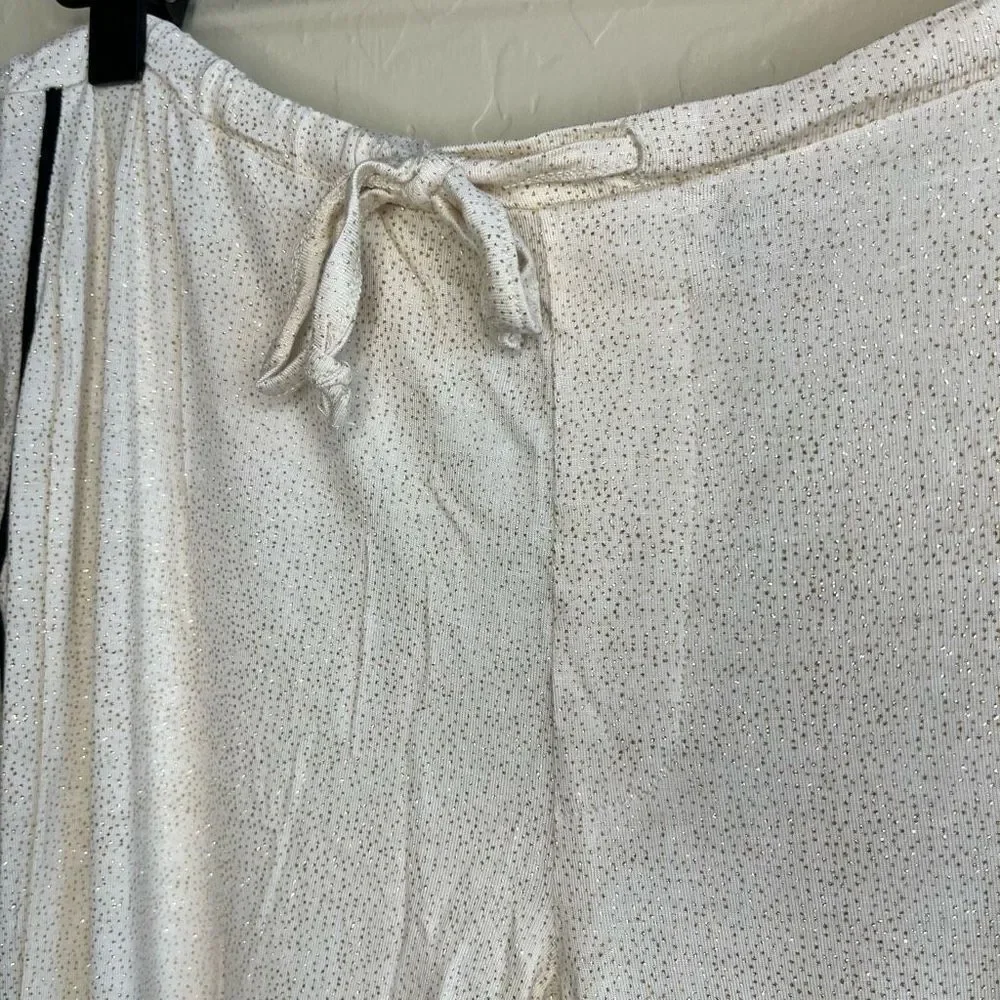 Chaser Lounge‎ Pants Cream Size Medium Gold Glitter Polka Dot Pajama Bottoms